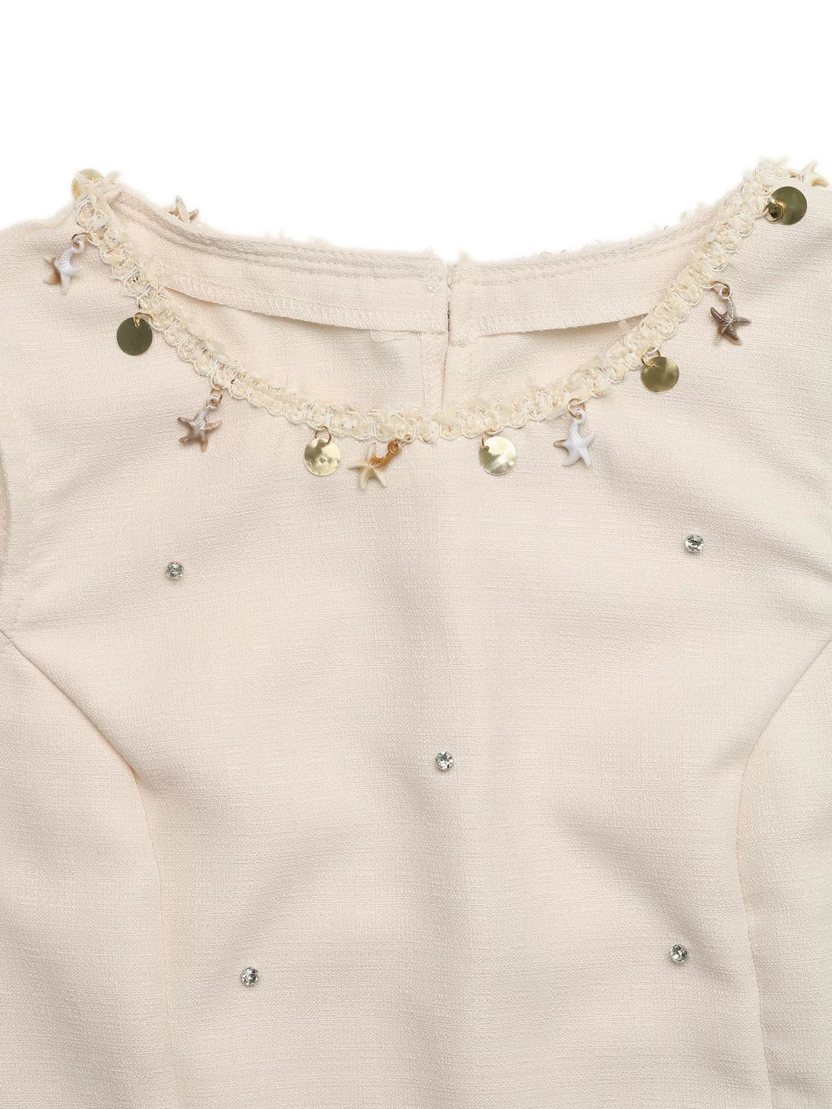 Embellished top detail close up
