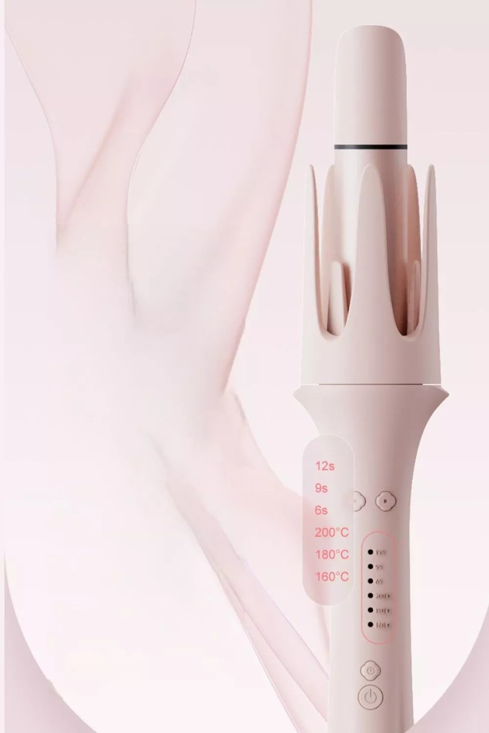 Automatic rotating curling iron in blush pink