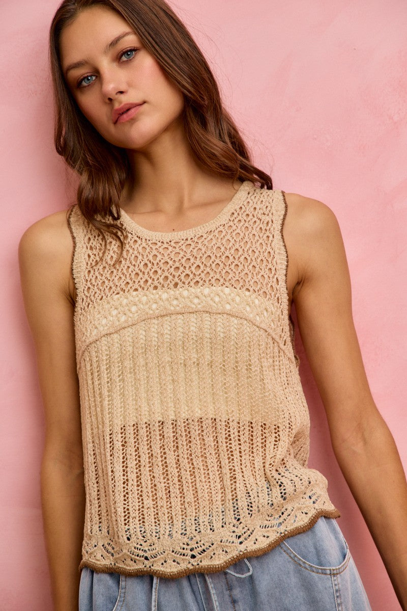SO ME Crochet Lace Lightweight Sweater Vest, view 10