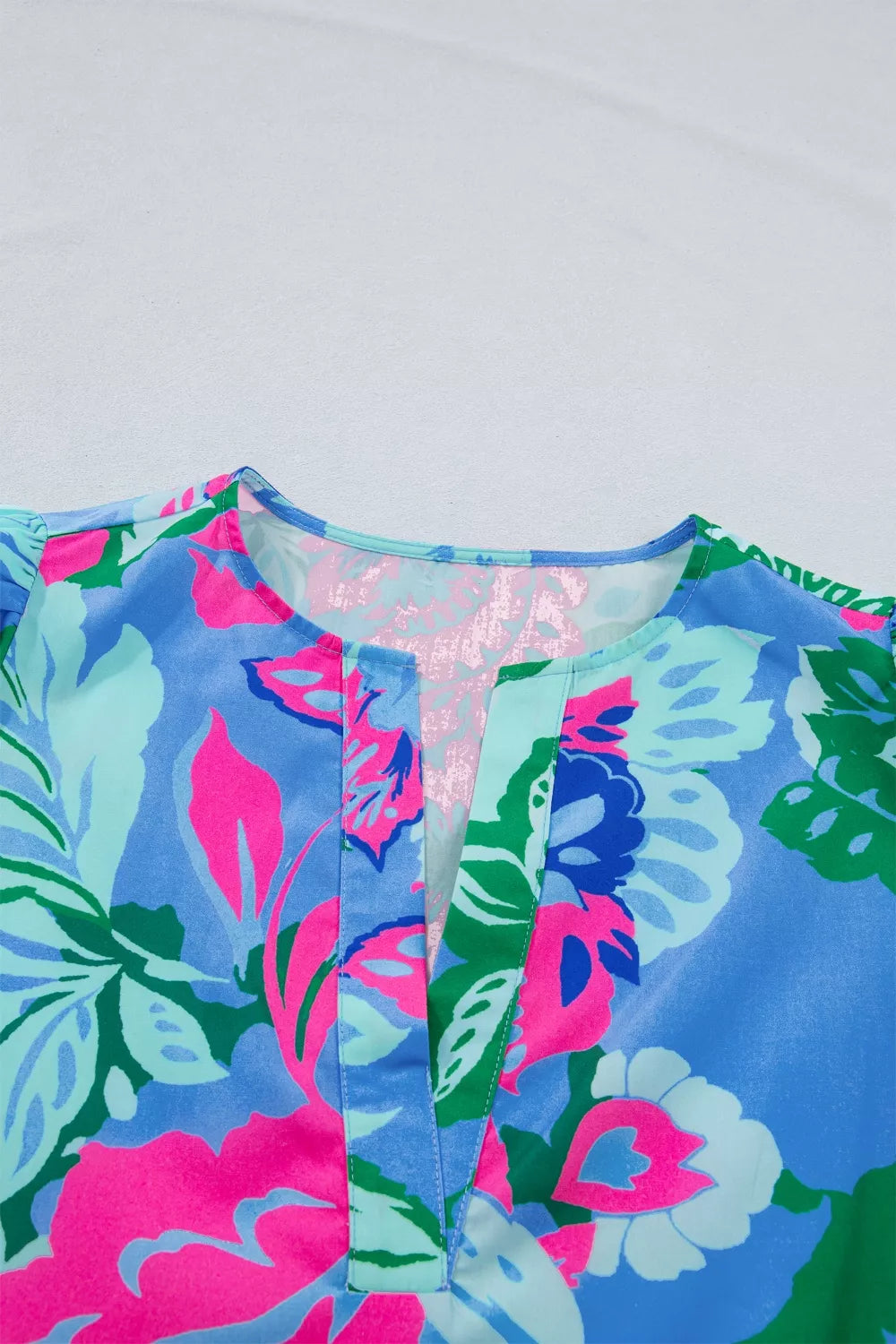 Pastel blue half sleeve blouse full front view