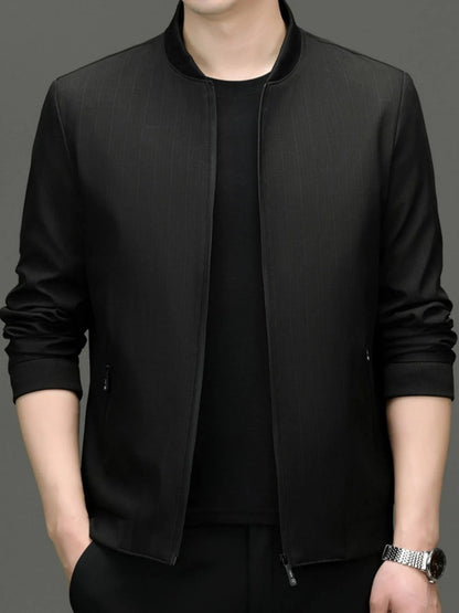 Men's Plus Size Zip Up Long Sleeve Jacket Black - Fashorio