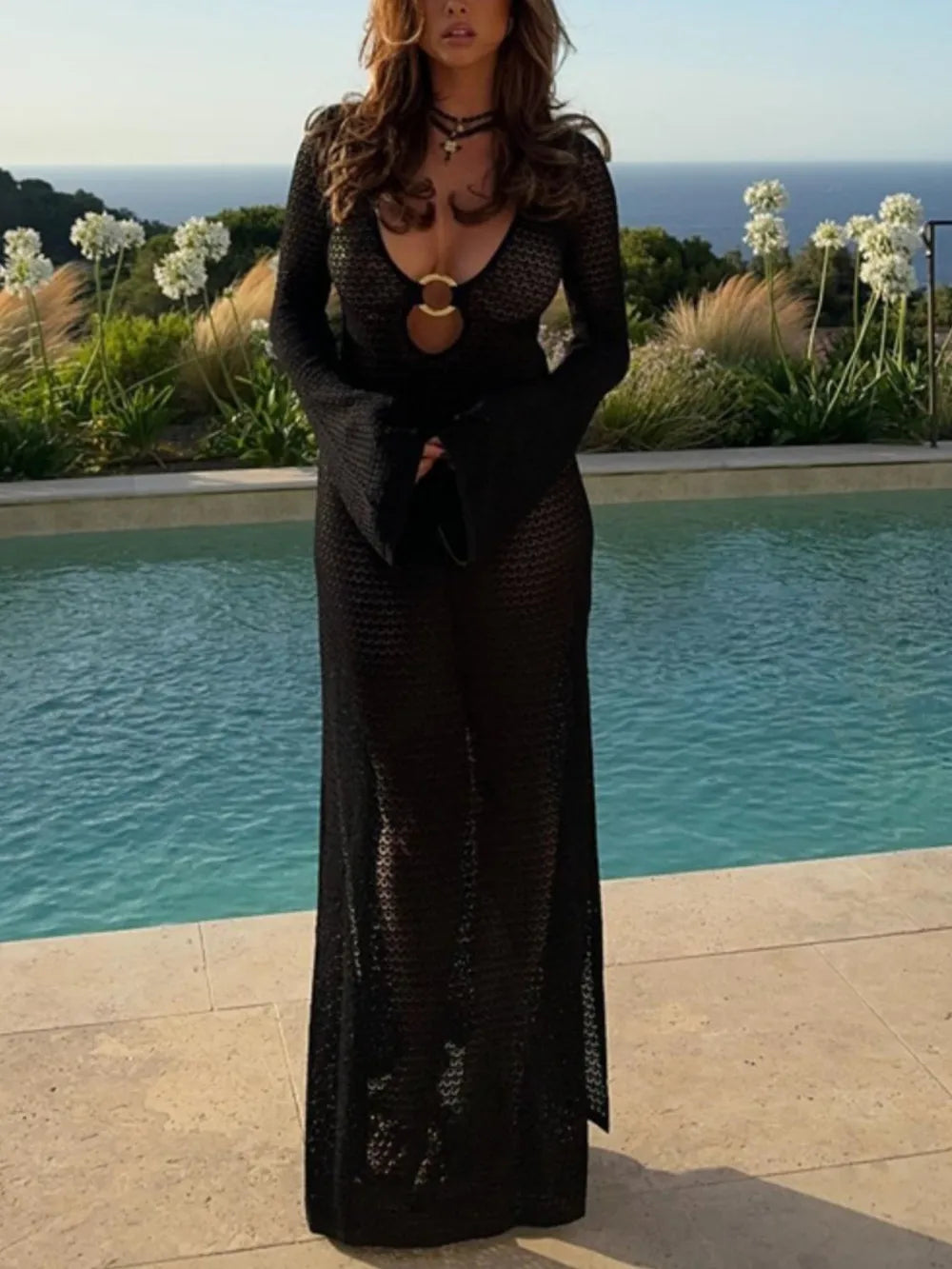 Vacation plunge cover up dress