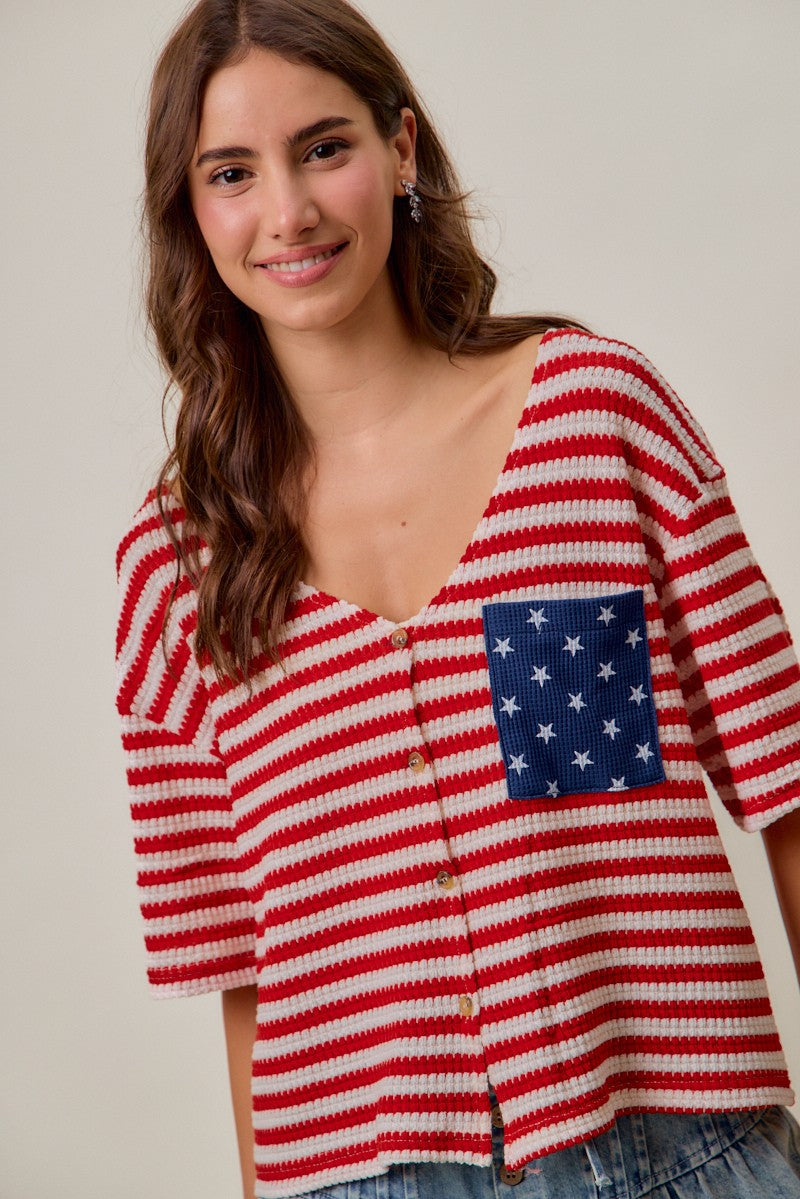 Waffle knit cardigan drape