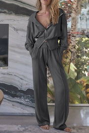 Zip-Up Hoodie and Pants Active Set Dark Gray - Fashorio