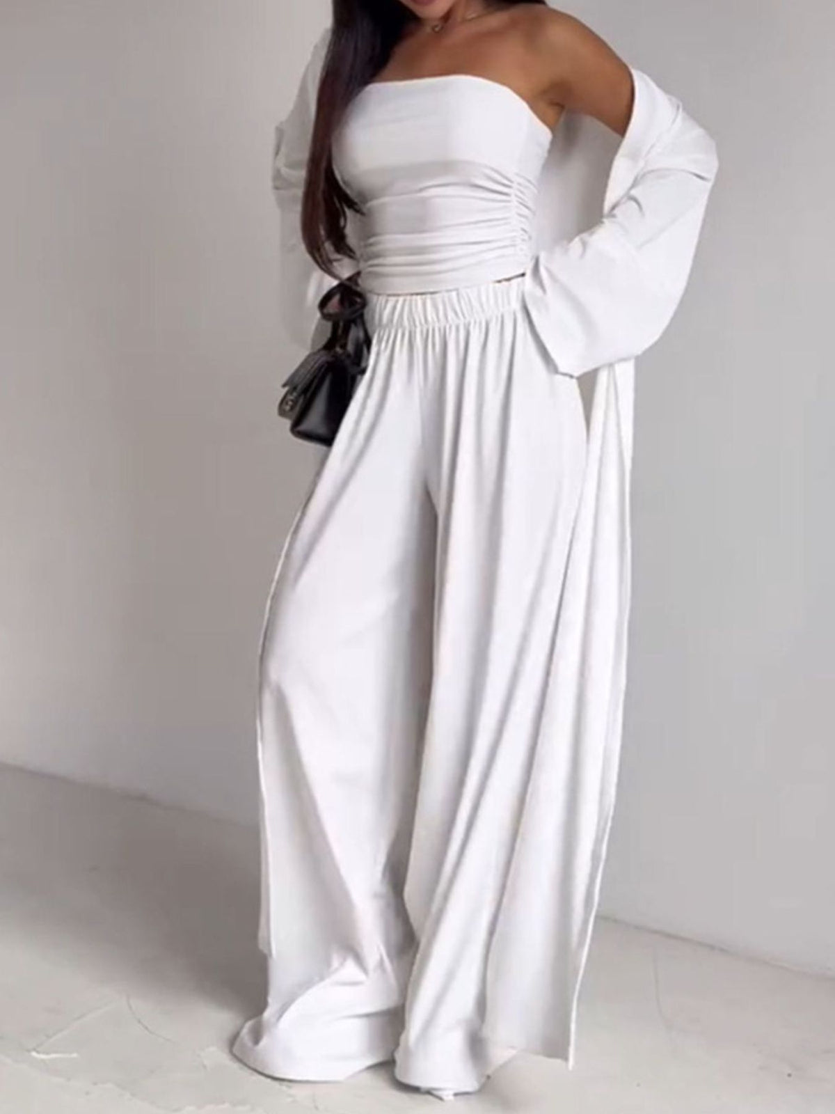 Tube Top Cardigan and Pants Three Piece Set, view 11