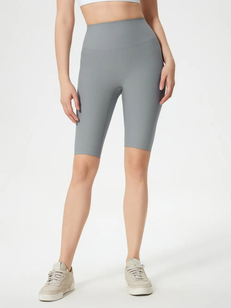 High waist stretch active shorts front view
