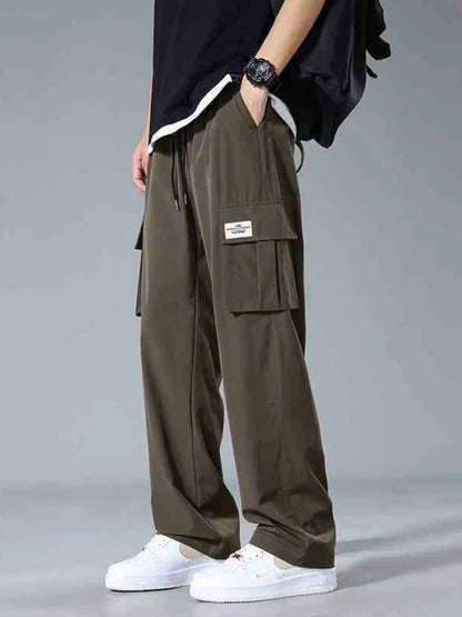 Men's Plus Size Wide Leg Pants Army Green - Fashorio