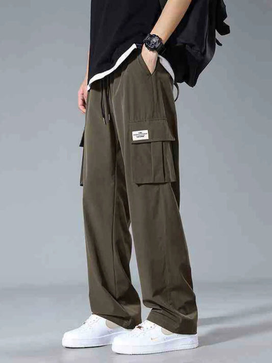 Men's Plus Size Wide Leg Pants Army Green - Fashorio
