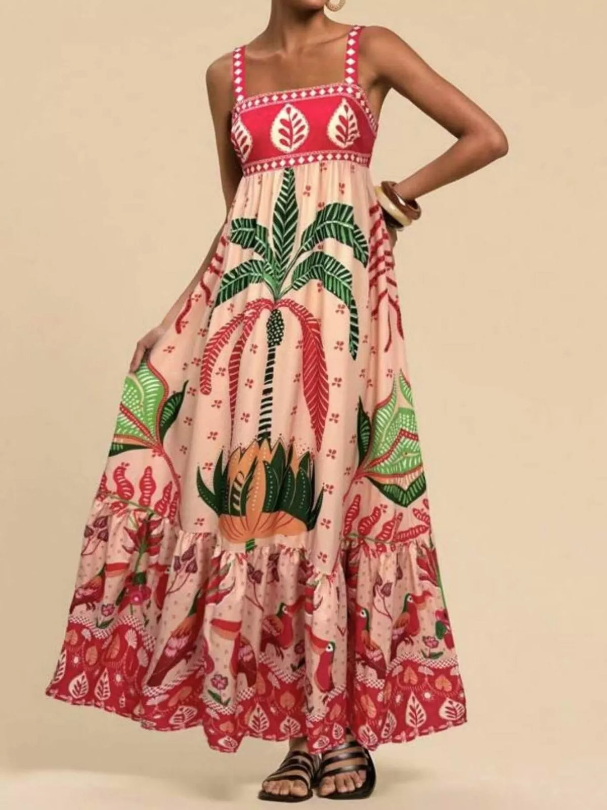 Square neck maxi dress full length