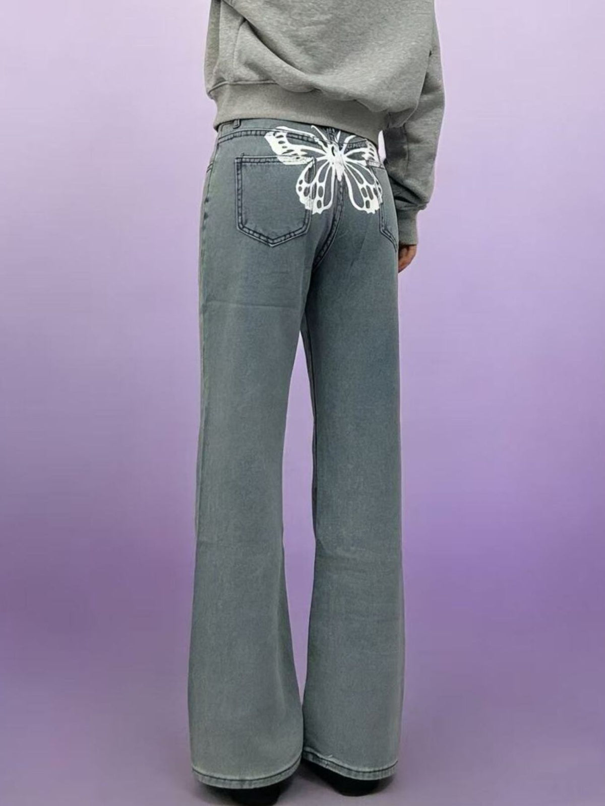Butterfly back jeans styled with a fitted top