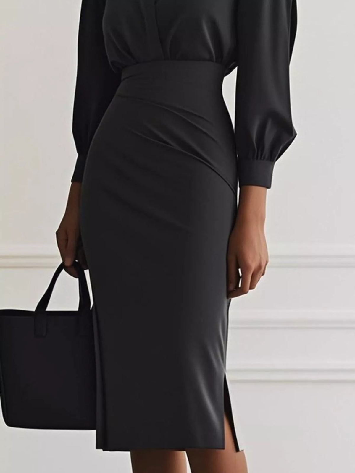 ruched midi shirt dress side view