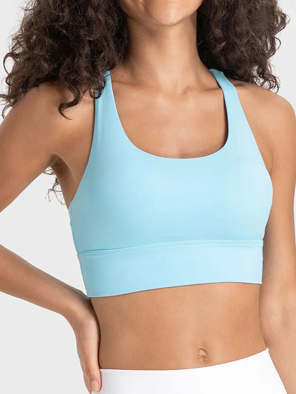 Crisscross scoop neck active tank flat lay
