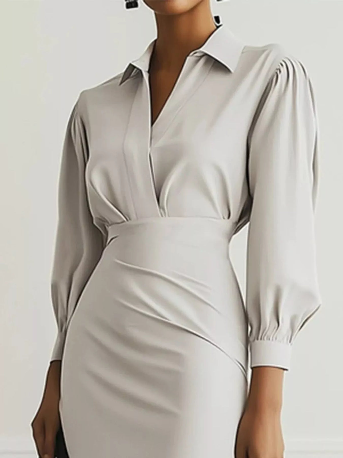 ruched midi shirt dress styled look