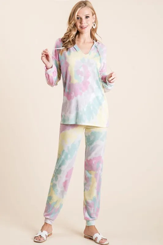 BiBi Tie Dye French Terry Casual Pants - Fashorio