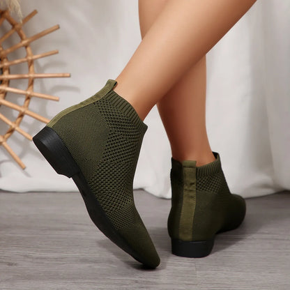 Mesh Knit Ankle Boots with Stretch Comfort Fit - Fashorio