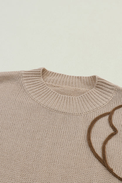 Floral Round Neck Drop Shoulder Sweater - Fashorio