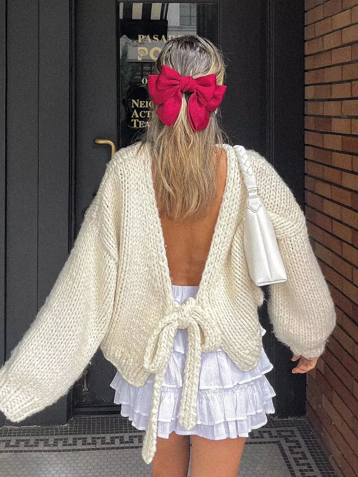 Chunky knit cardigan cozy full view