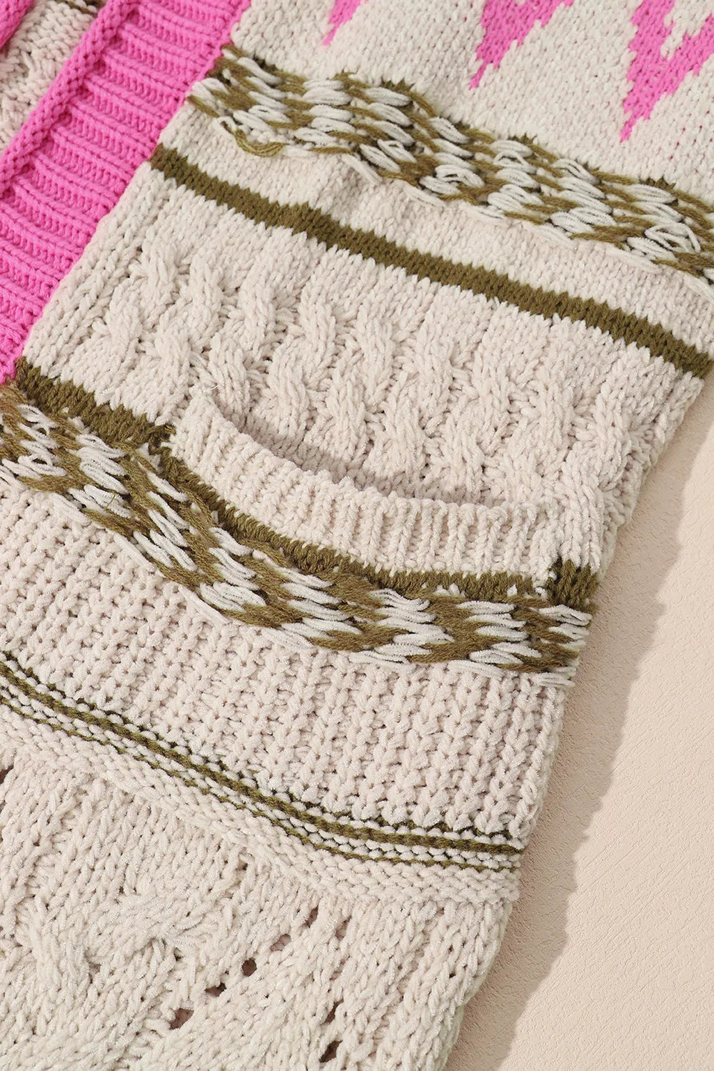 Contrast Tied Open Front Cardigan - Fashorio