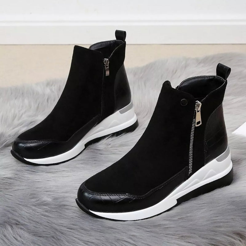 Side Zipper Ankle Boots front view
