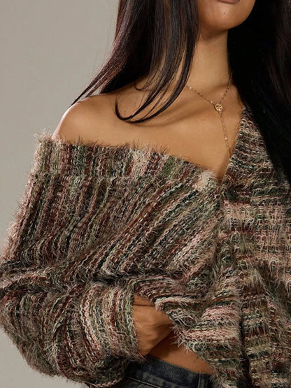 Fuzzy Button Down Chunky Cardigan - Fashorio