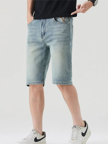 Men's Pocketed Wash Casual Denim Shorts - Fashorio