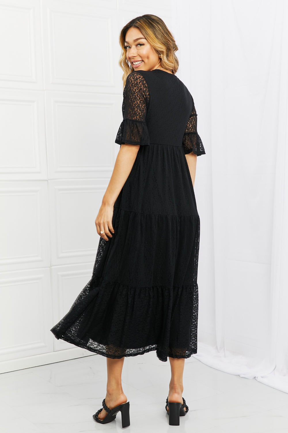 P & Rose Lovely Lace Tiered Dress back view