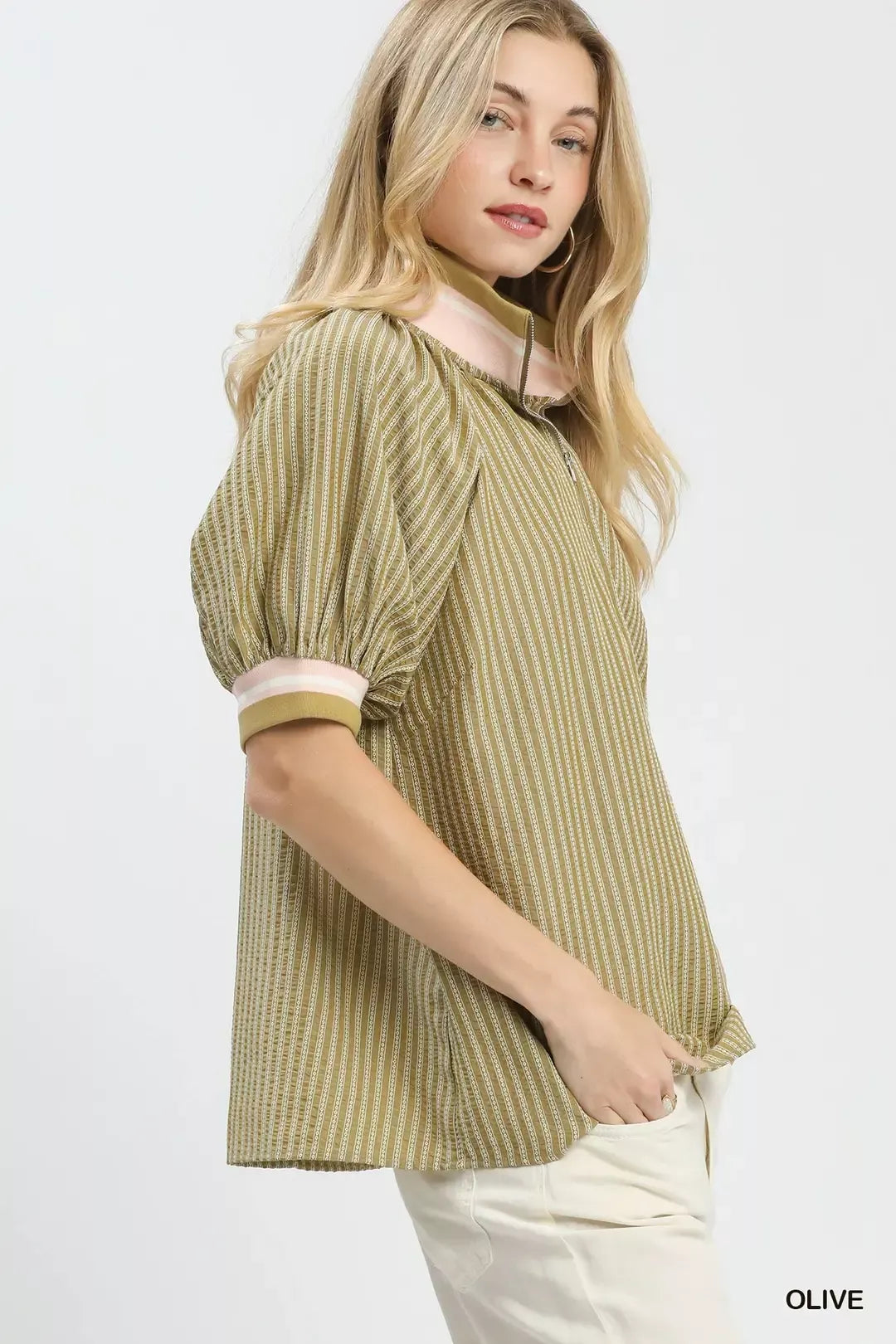 Umgee Botanical Print Blouse back view