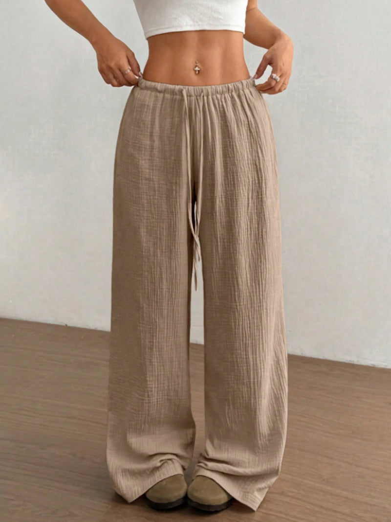 Wide leg casual pants front view