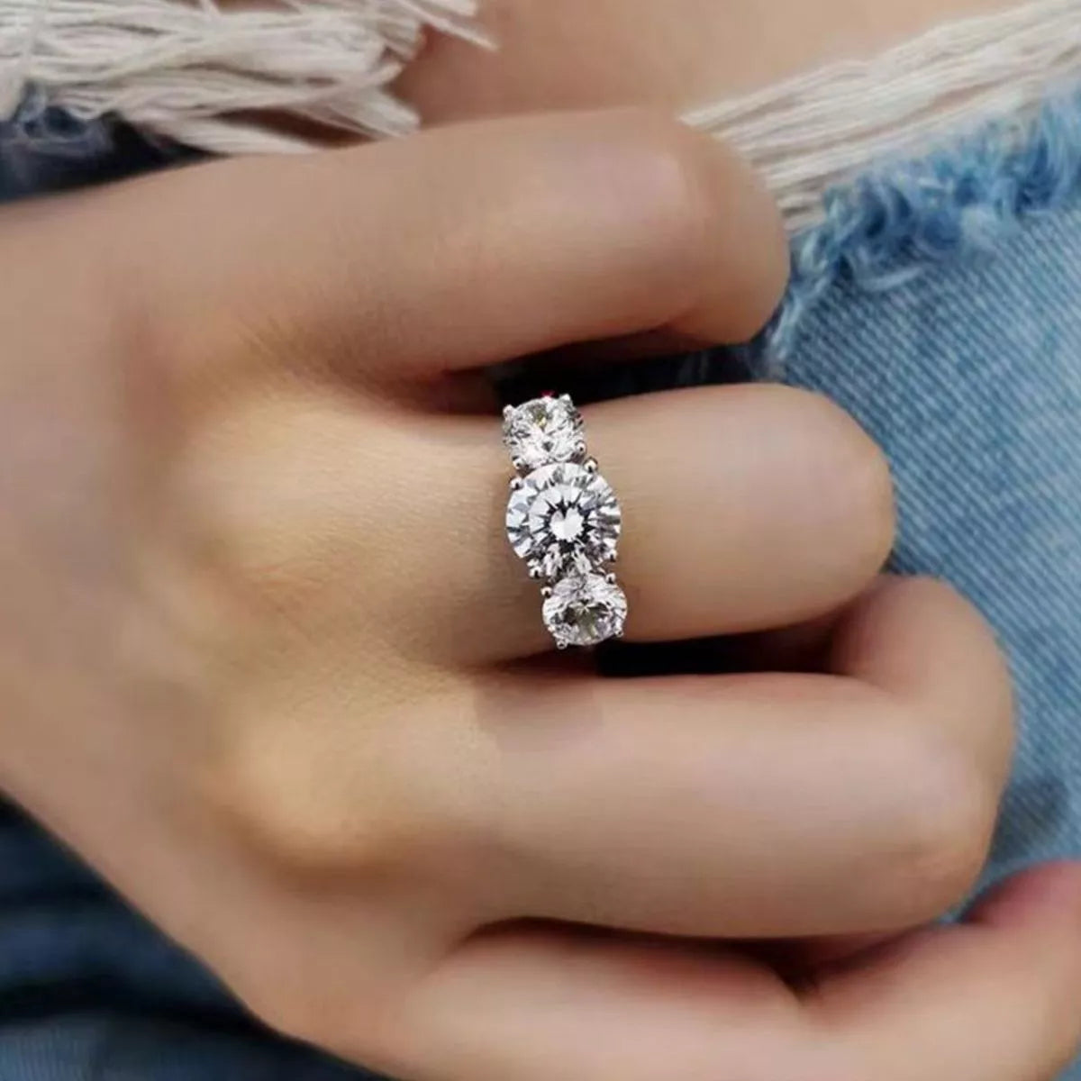 4 carat moissanite ring in 925 sterling silver front view