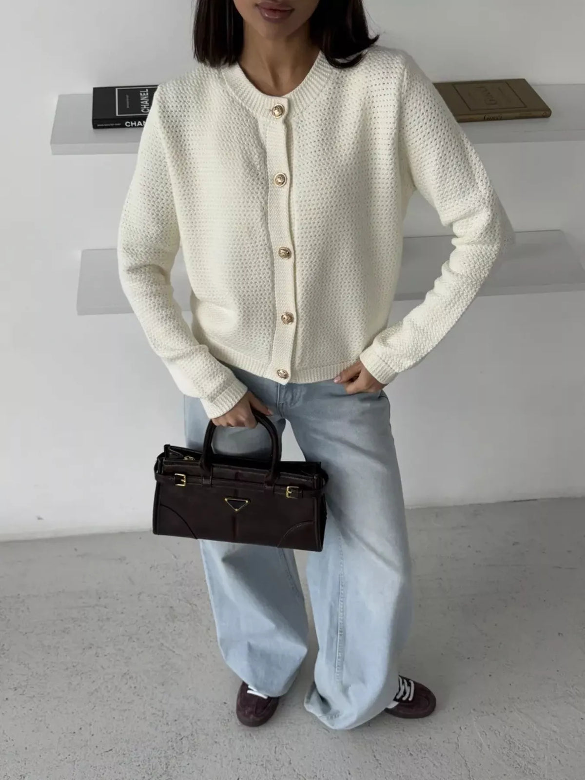 Button Up Texture Knit Cardigan, view 12