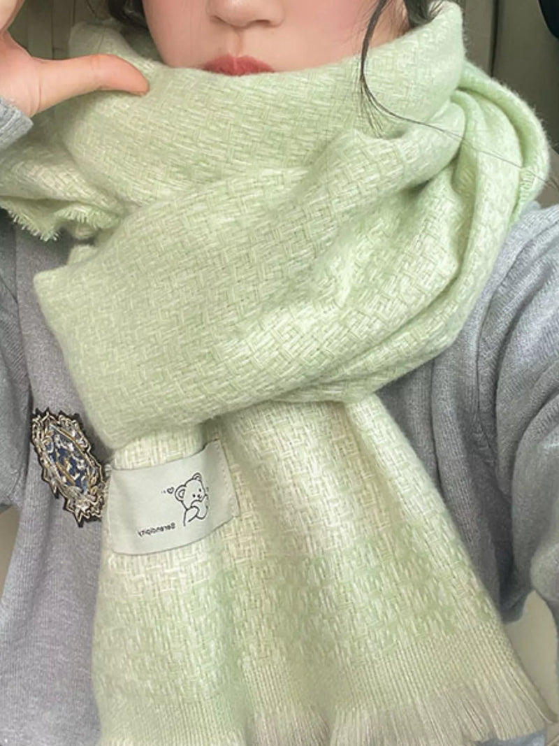 Raw hem scarf draped view
