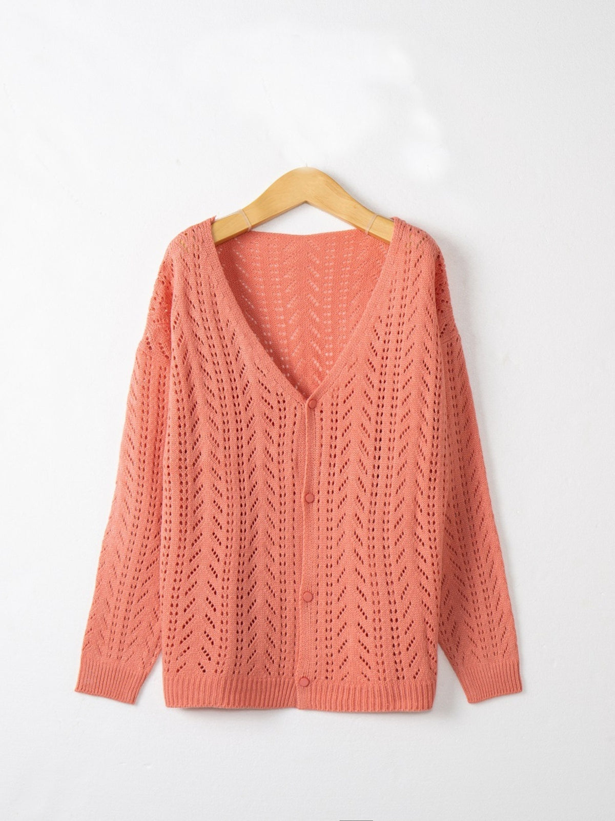 Openwork cardigan green tone