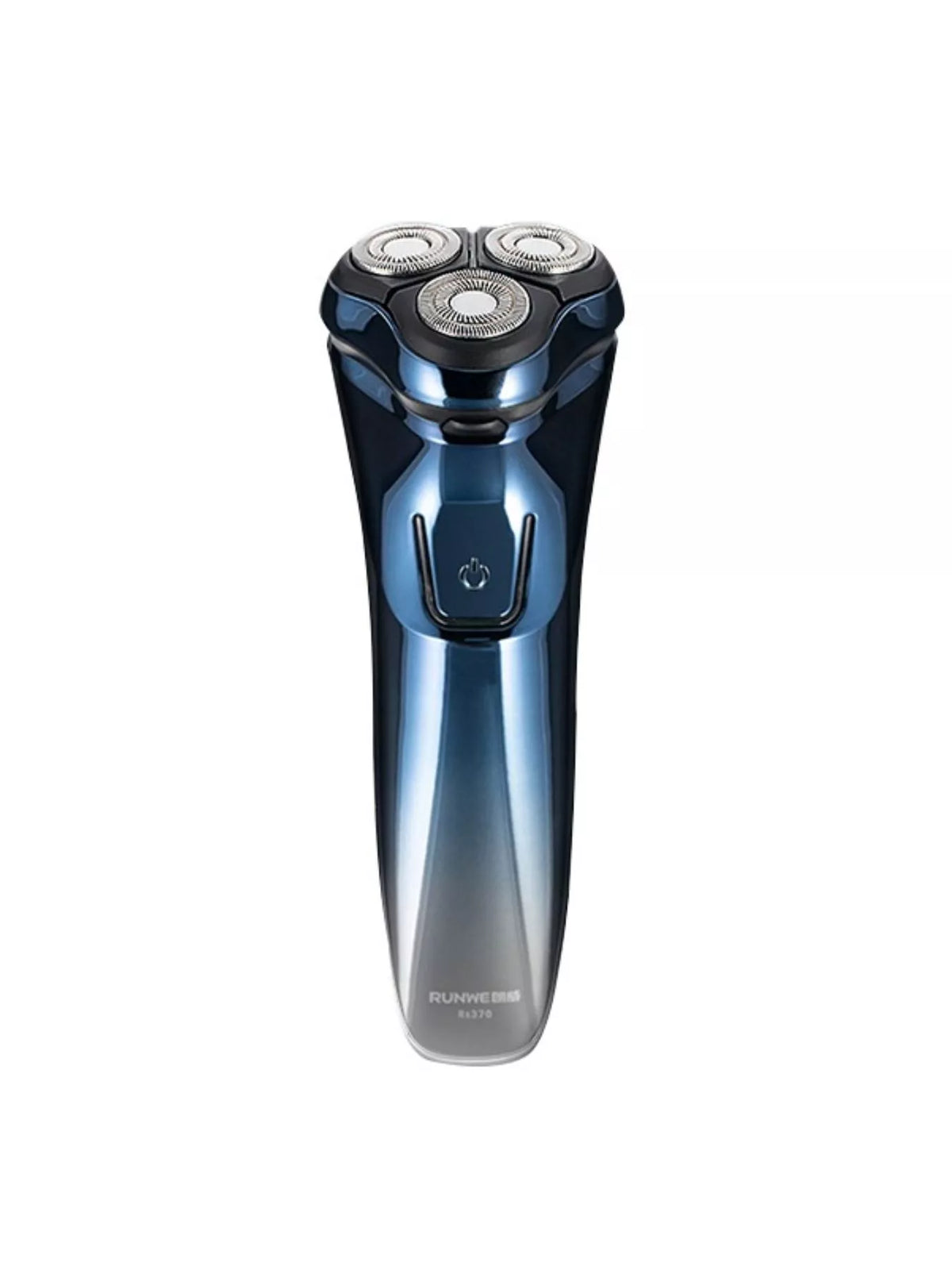 Man using rotary shaver on face