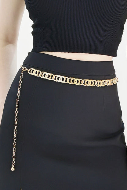 Alloy Lobster Clasp Belt Gold One Size - Fashorio
