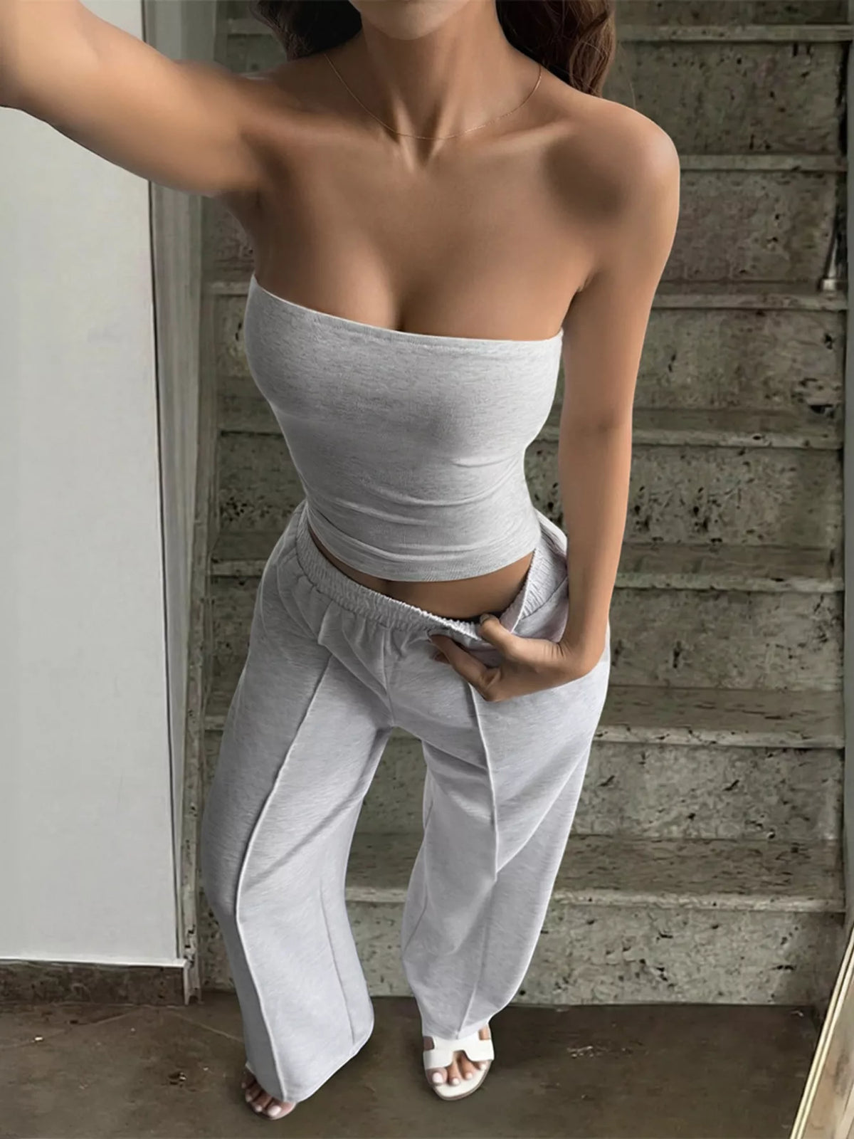 Strapless tube top two piece set side view