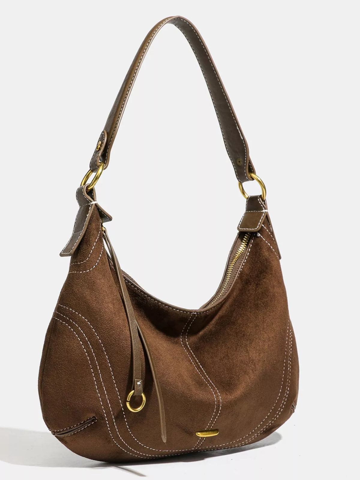 Suede hobo bag interior view