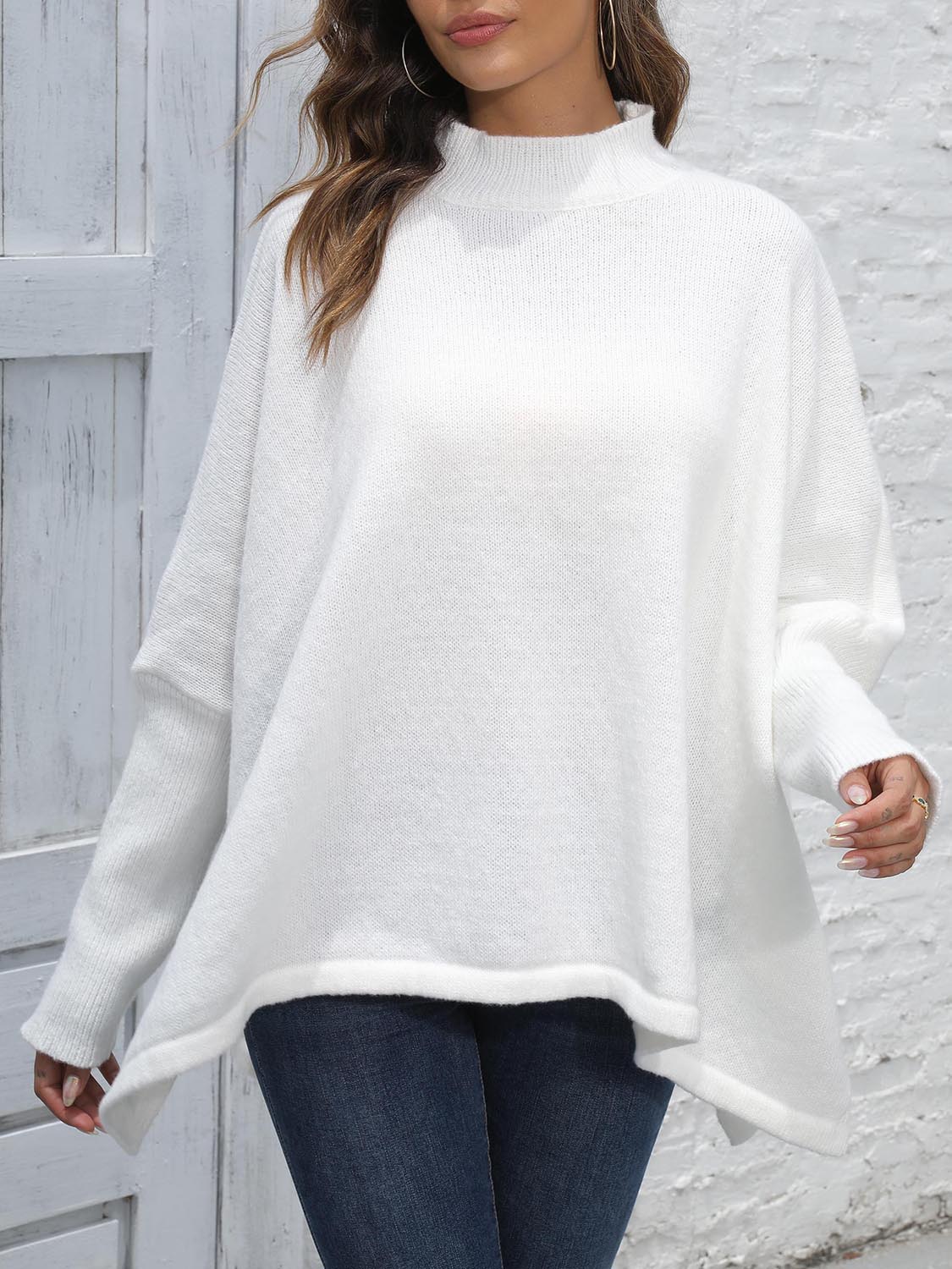 Loose Hem Plain Sweater - Fashorio