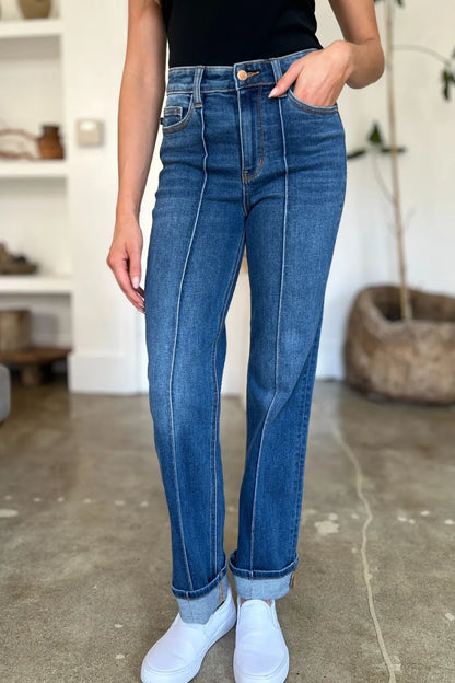 Judy Blue High Waist Front Seam Straight Jeans – Full Size Denim - Fashorio