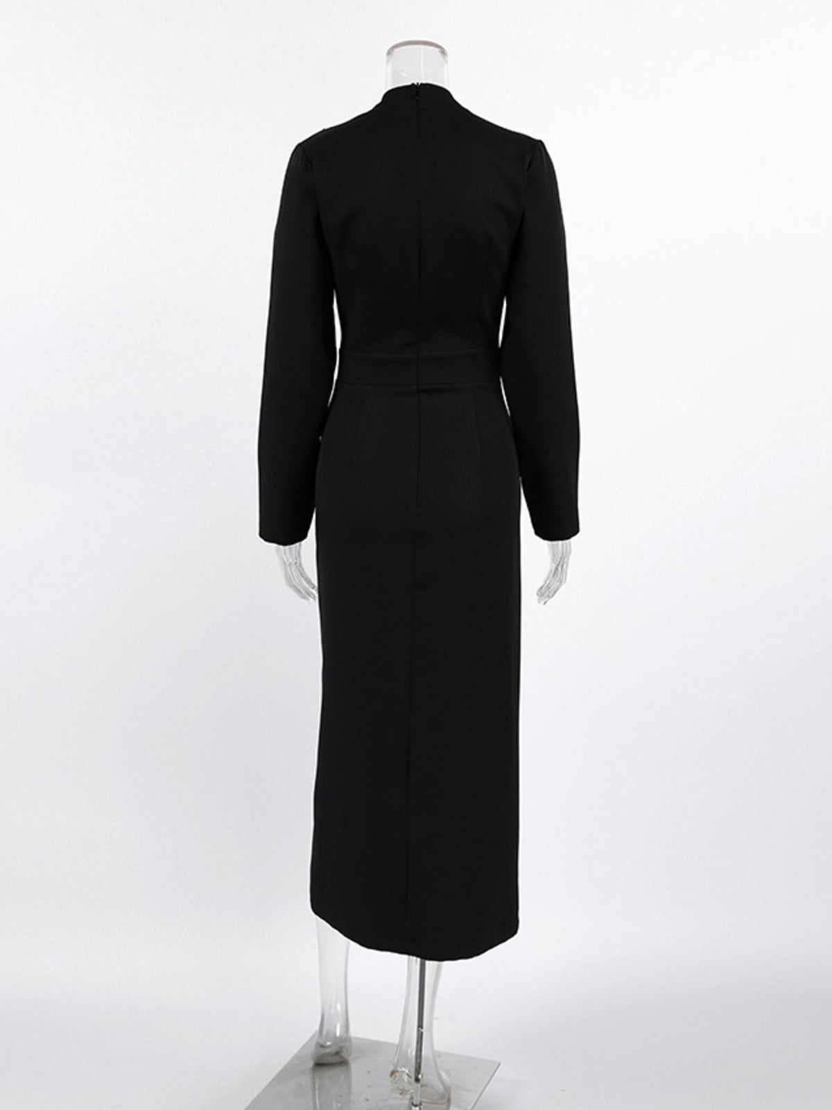 ruched long sleeve midi dress hemline detail