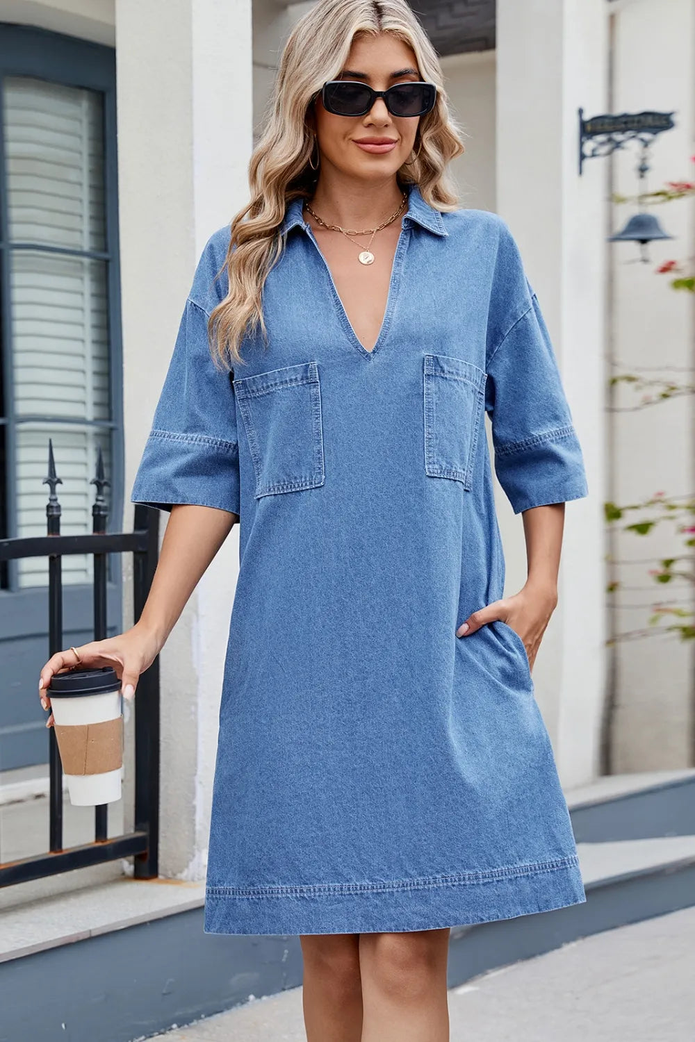 Denim dress in dark wash