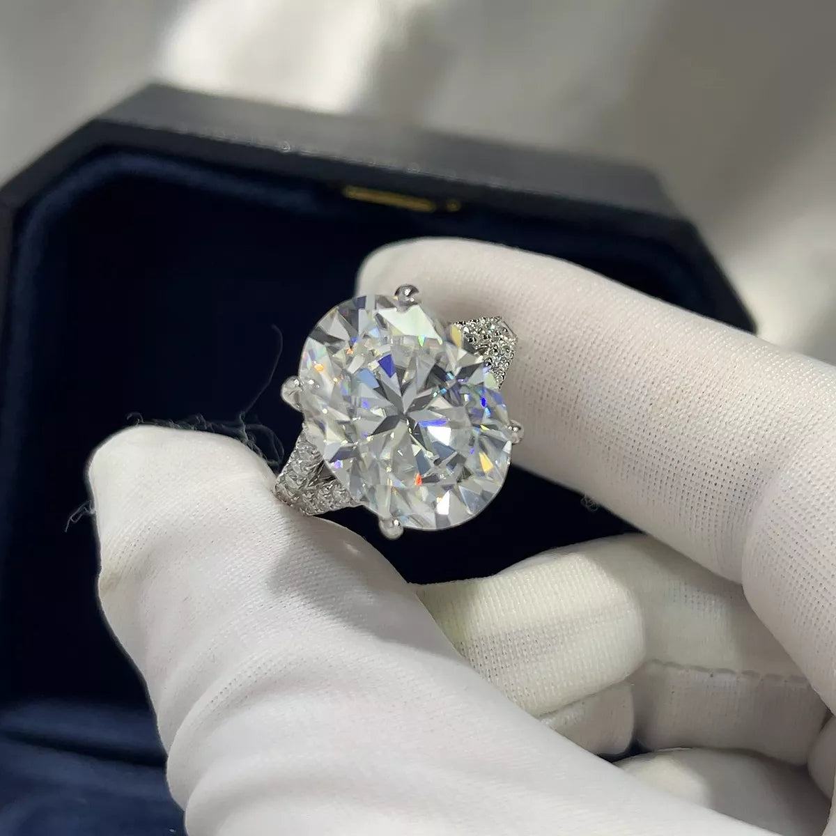 Side profile of the sterling silver band and stone setting