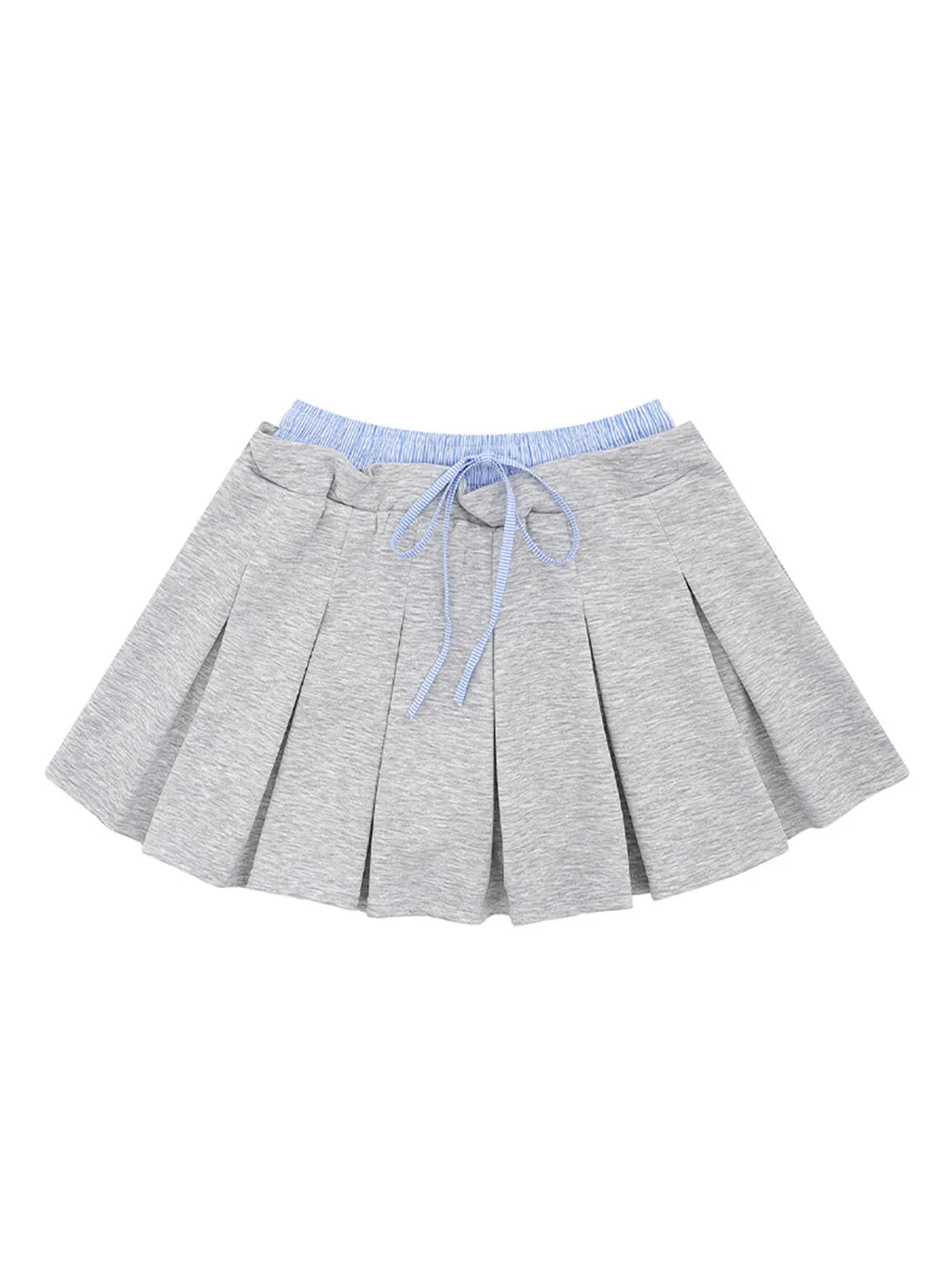 Drawstring Pleated Mini Skirt Grey - Fashorio