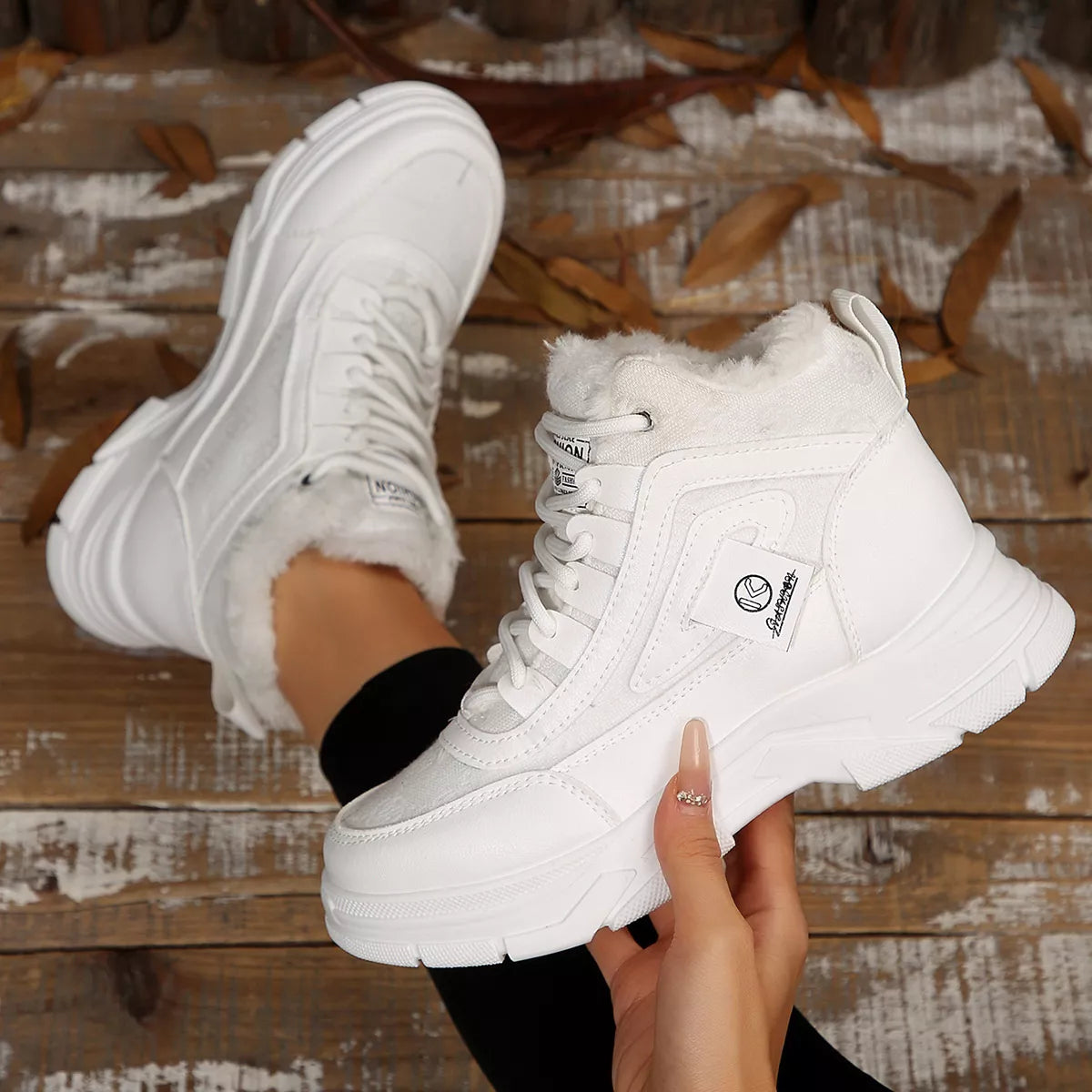 Plush lined ankle boots styled with jeans