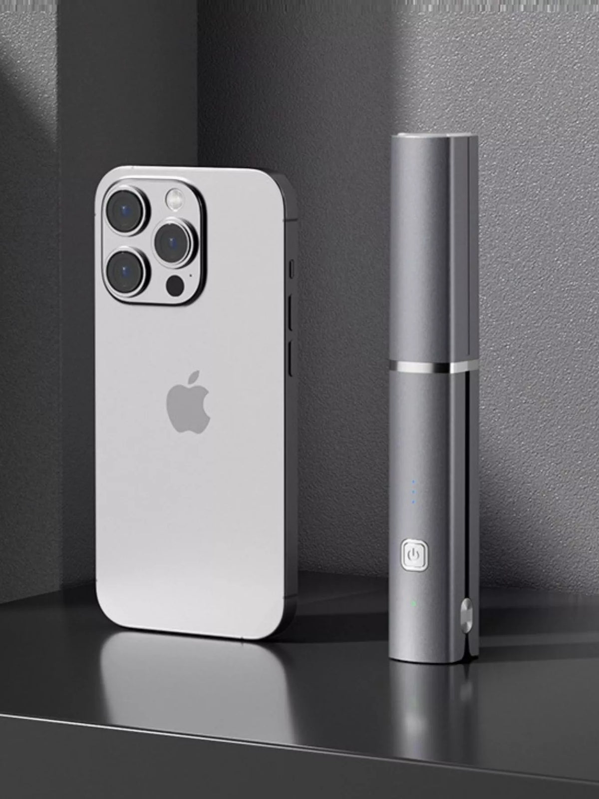 Portable straightener power button detail