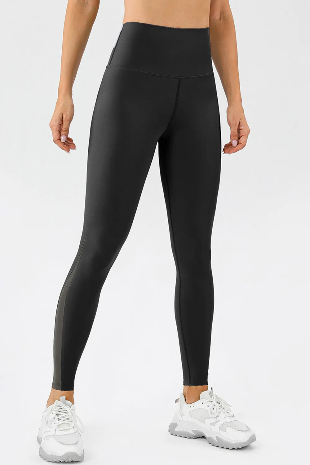 Skinny workout pants styled with tee