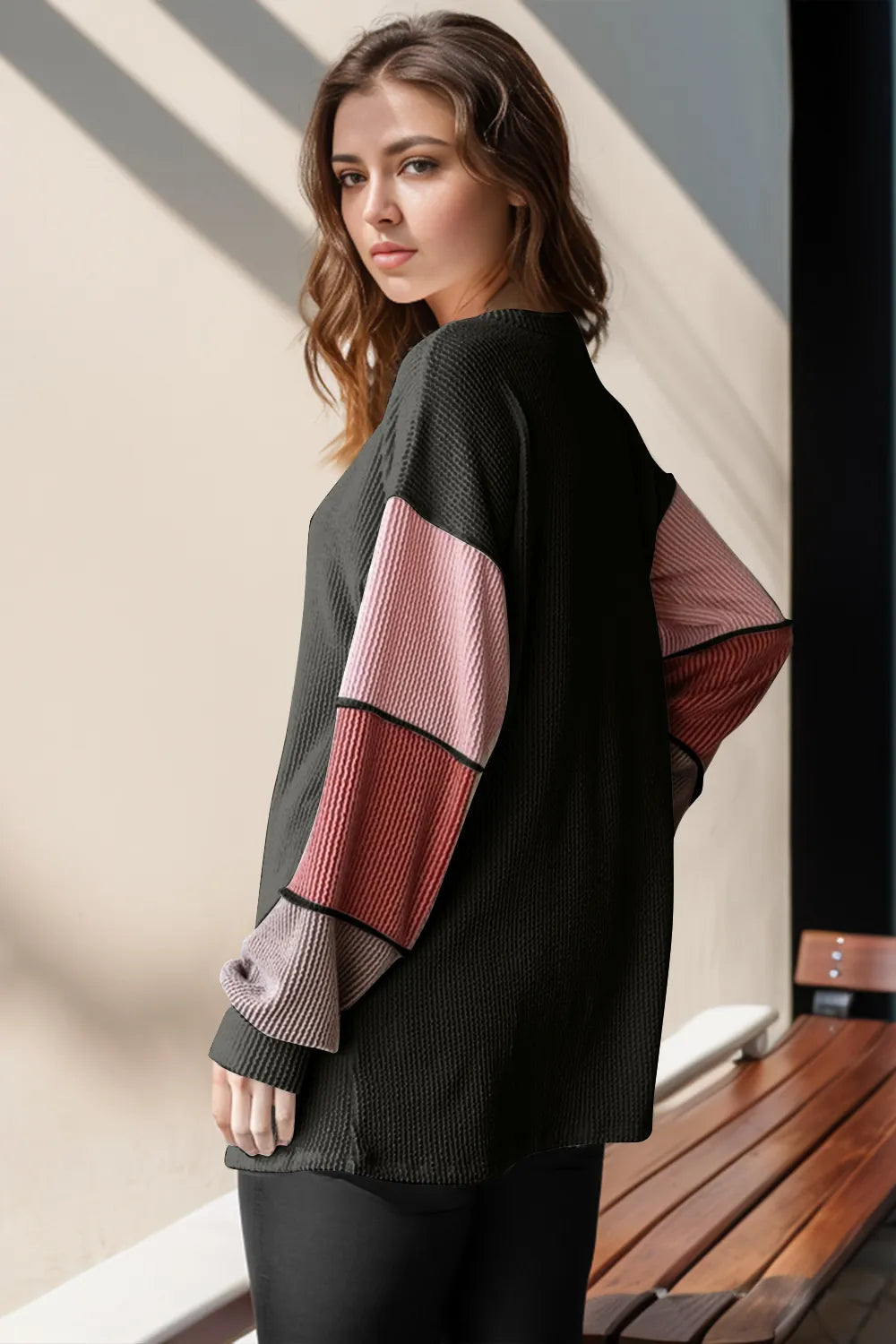 Back view of the round neck knit top