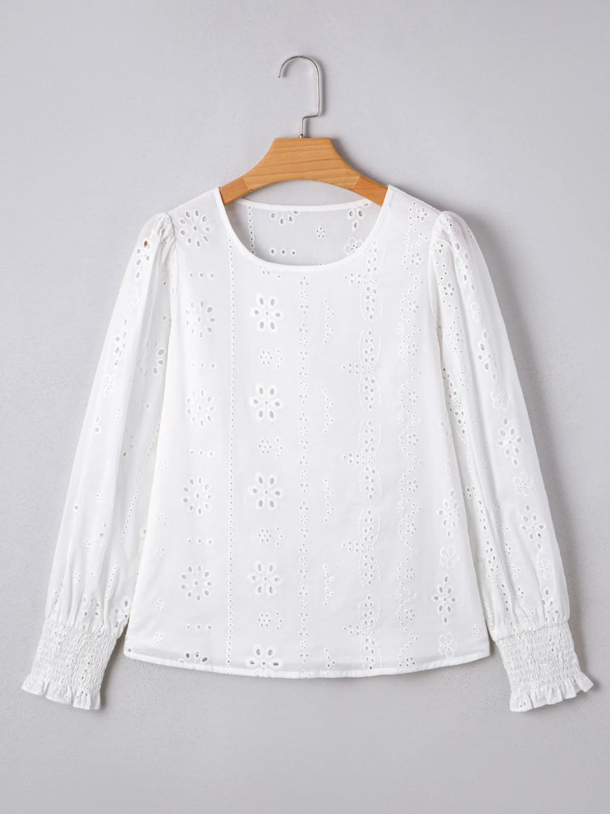 White long sleeve blouse side view