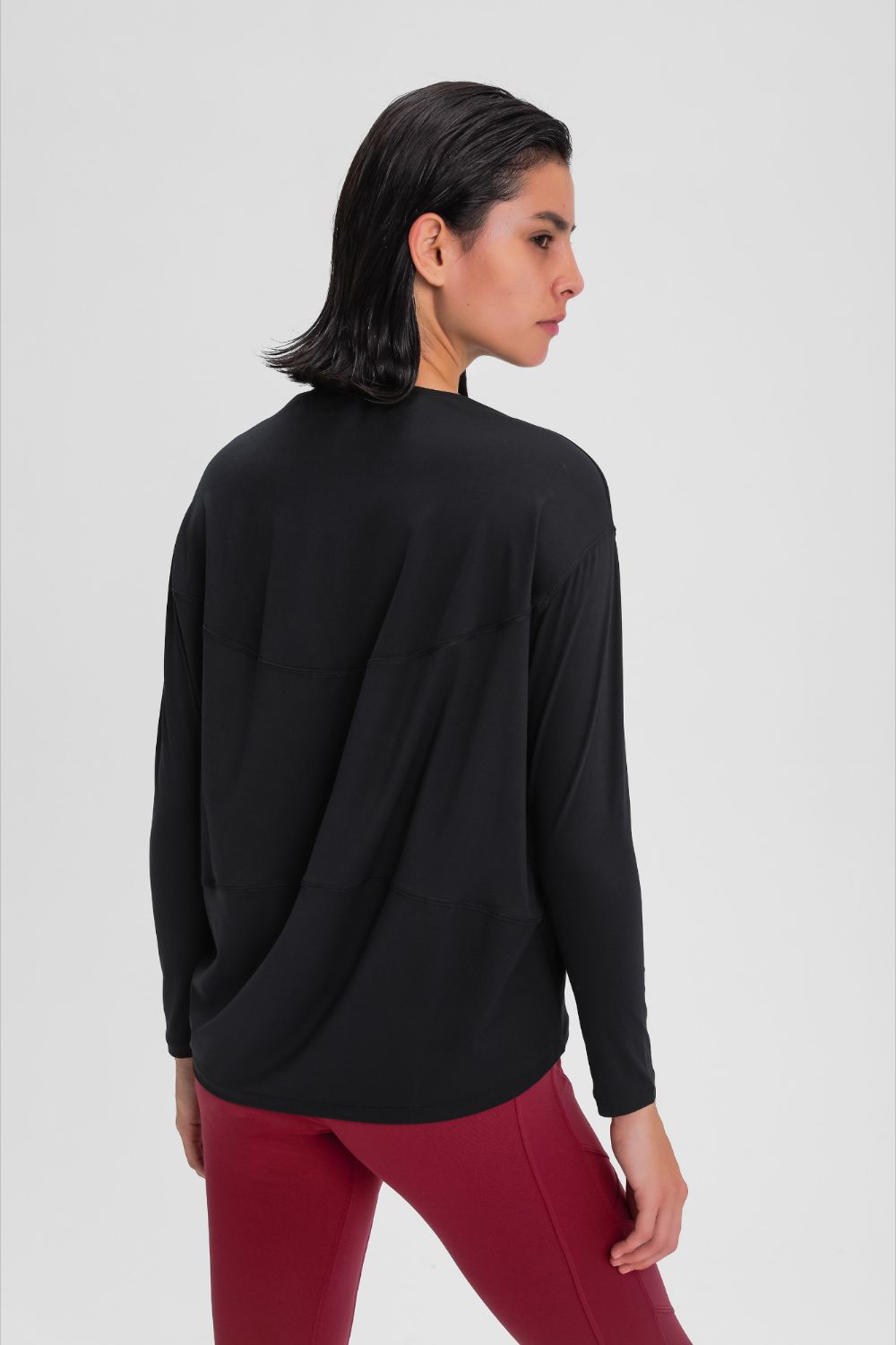 Loose fit active pullover top back detail