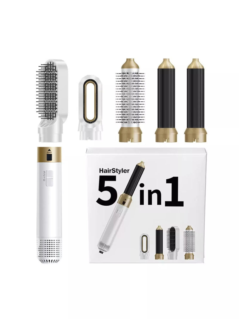 White 5 in 1 interchangeable hot air brush set