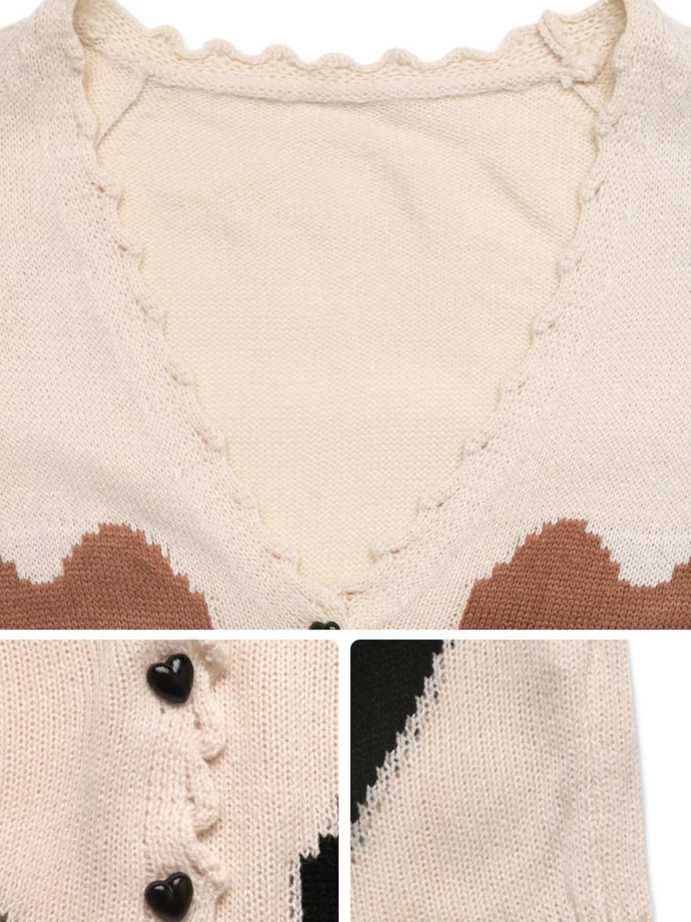 Heart Pattern Button-Up Cardigan - Fashorio